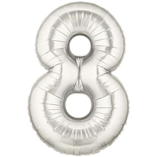 Silver Foil Number Balloon - 8 - Click Image to Close